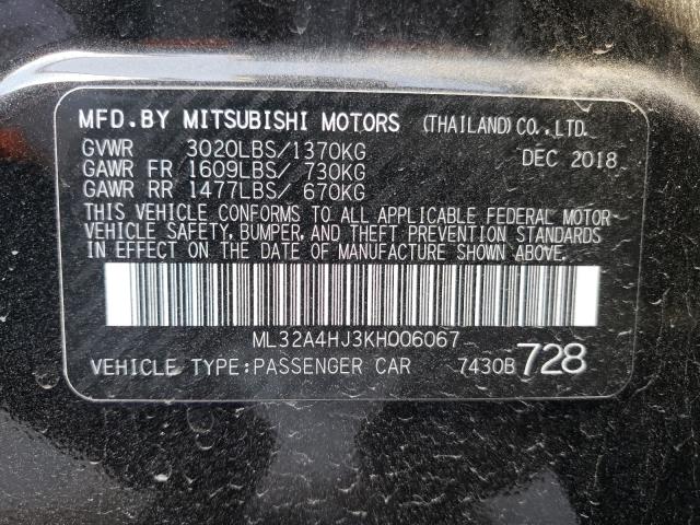 Photo 9 VIN: ML32A4HJ3KH006067 - MITSUBISHI MIRAGE 