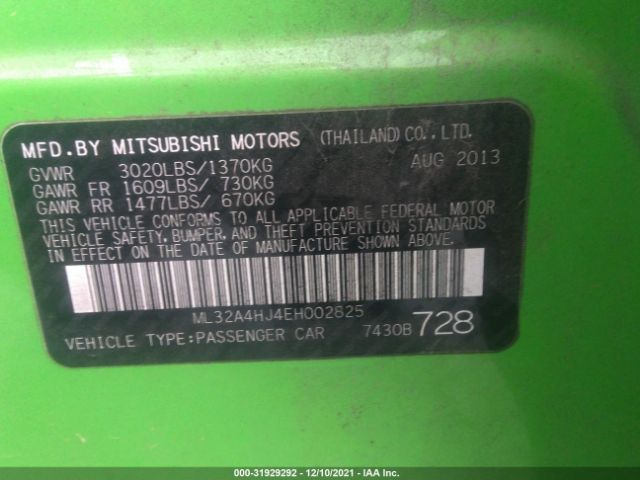 Photo 8 VIN: ML32A4HJ4EH002825 - MITSUBISHI MIRAGE 