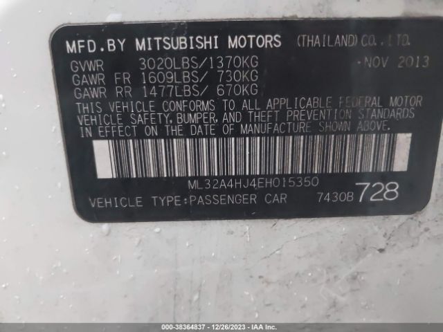 Photo 8 VIN: ML32A4HJ4EH015350 - MITSUBISHI MIRAGE 