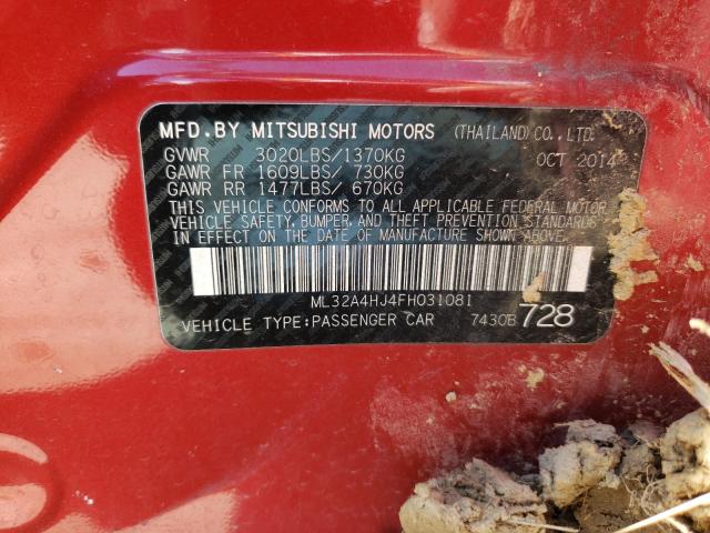 Photo 9 VIN: ML32A4HJ4FH031081 - MITSUBISHI MIRAGE ES 