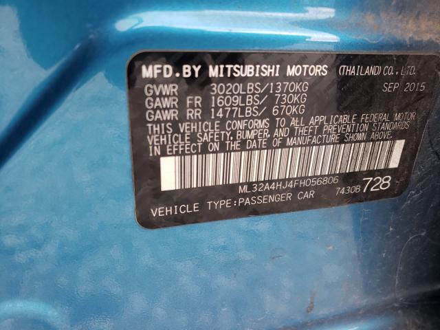 Photo 9 VIN: ML32A4HJ4FH056806 - MITSUBISHI MIRAGE ES 