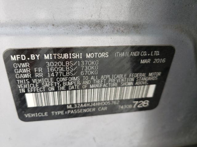 Photo 9 VIN: ML32A4HJ4HH005762 - MITSUBISHI MIRAGE SE 