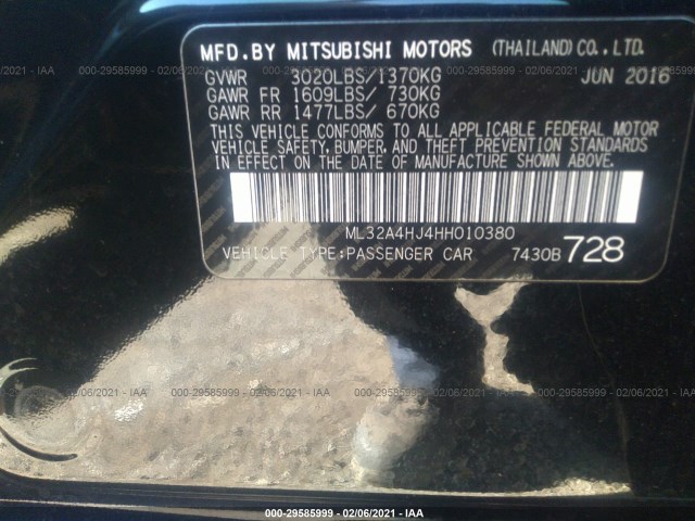 Photo 8 VIN: ML32A4HJ4HH010380 - MITSUBISHI MIRAGE 