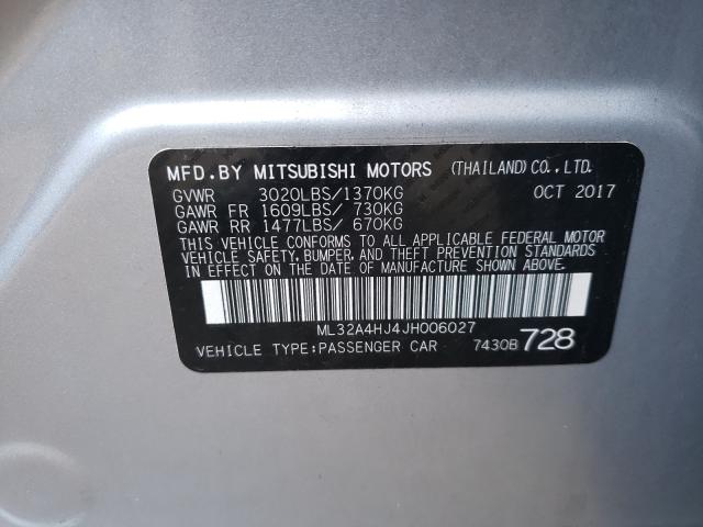 Photo 9 VIN: ML32A4HJ4JH006027 - MITSUBISHI MIRAGE SE 