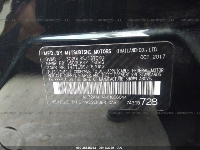 Photo 8 VIN: ML32A4HJ4JH006044 - MITSUBISHI MIRAGE 