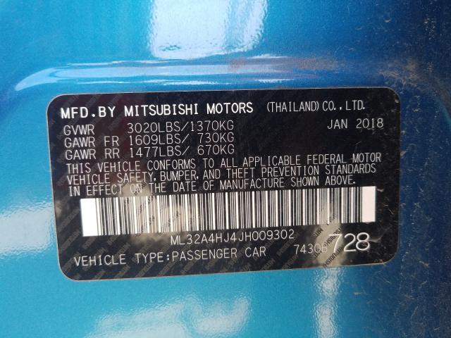 Photo 9 VIN: ML32A4HJ4JH009302 - MITSUBISHI MIRAGE SE 