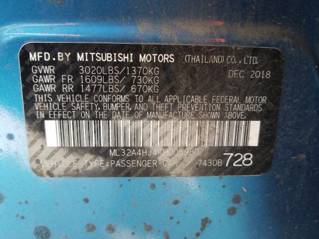 Photo 9 VIN: ML32A4HJ4KH005980 - MITSUBISHI MIRAGE SE 