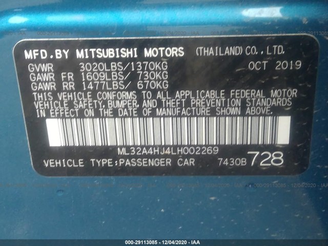 Photo 8 VIN: ML32A4HJ4LH002269 - MITSUBISHI MIRAGE 