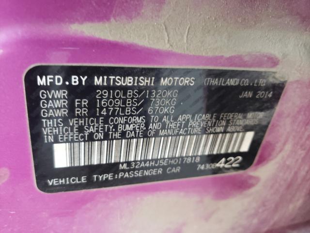 Photo 9 VIN: ML32A4HJ5EH017818 - MITSUBISHI MIRAGE ES 