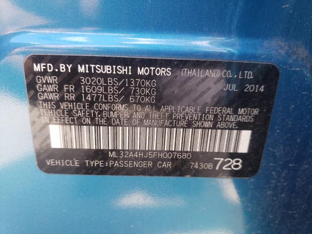 Photo 9 VIN: ML32A4HJ5FH007680 - MITSUBISHI MIRAGE ES 