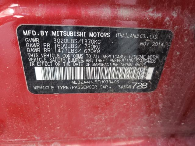 Photo 9 VIN: ML32A4HJ5FH033406 - MITSUBISHI MIRAGE ES 