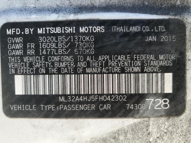 Photo 11 VIN: ML32A4HJ5FH042302 - MITSUBISHI MIRAGE ES 