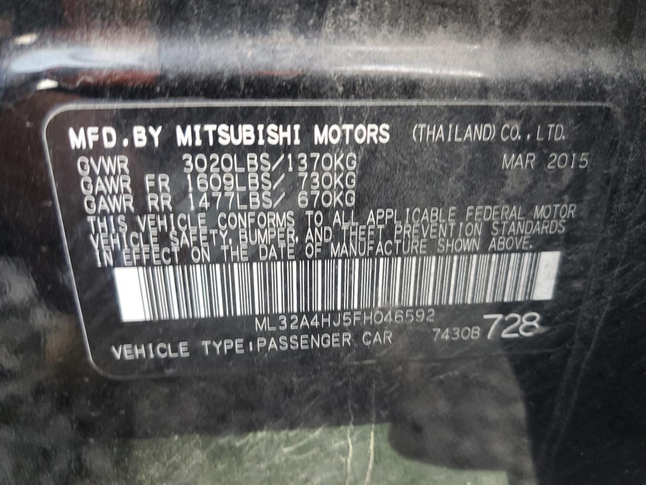 Photo 11 VIN: ML32A4HJ5FH046592 - MITSUBISHI MIRAGE 