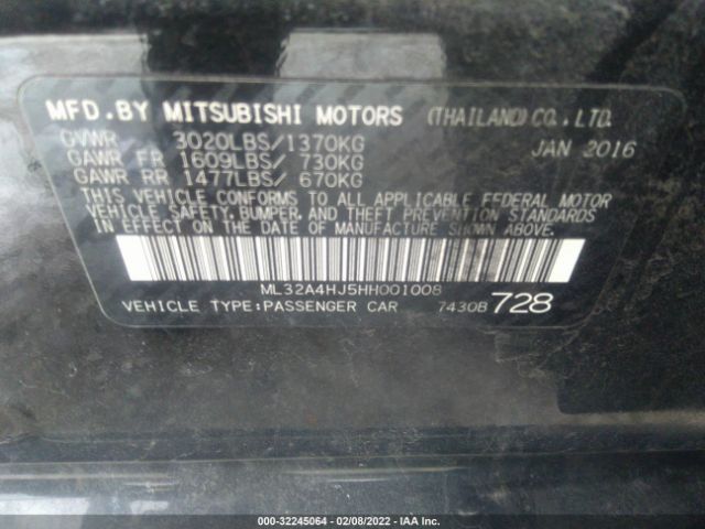 Photo 8 VIN: ML32A4HJ5HH001008 - MITSUBISHI MIRAGE 