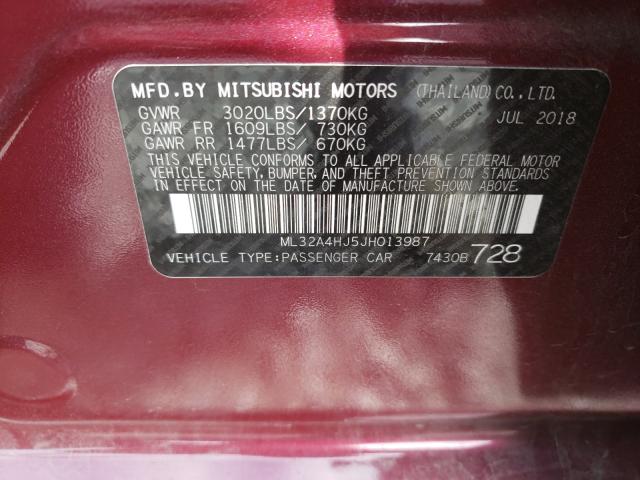 Photo 9 VIN: ML32A4HJ5JH013987 - MITSUBISHI MIRAGE SE 