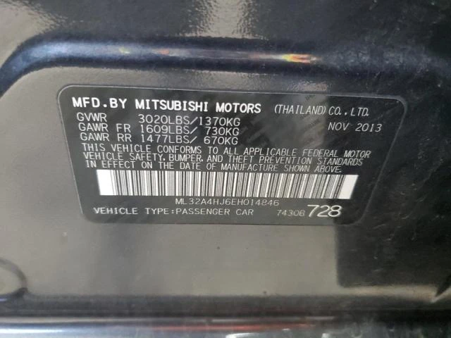 Photo 12 VIN: ML32A4HJ6EH014846 - MITSUBISHI MIRAGE ES 