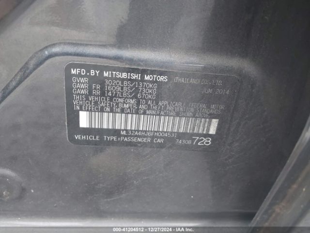 Photo 8 VIN: ML32A4HJ6FH004531 - MITSUBISHI MIRAGE 