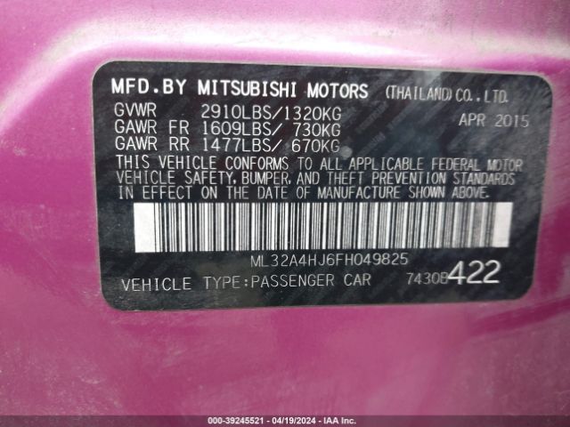 Photo 8 VIN: ML32A4HJ6FH049825 - MITSUBISHI MIRAGE 