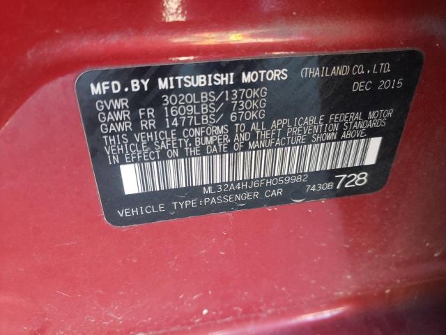 Photo 9 VIN: ML32A4HJ6FH059982 - MITSUBISHI MIRAGE ES 