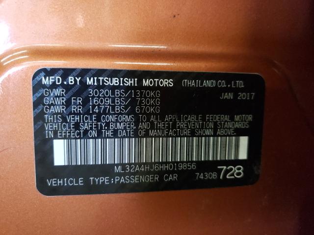 Photo 9 VIN: ML32A4HJ6HH019856 - MITSUBISHI MIRAGE SE 