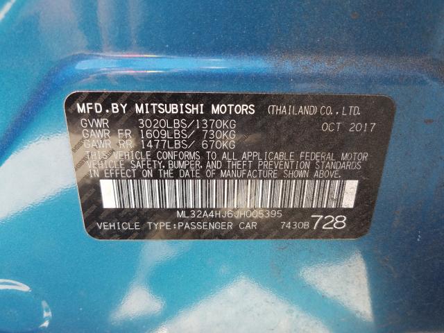 Photo 9 VIN: ML32A4HJ6JH005395 - MITSUBISHI MIRAGE SE 