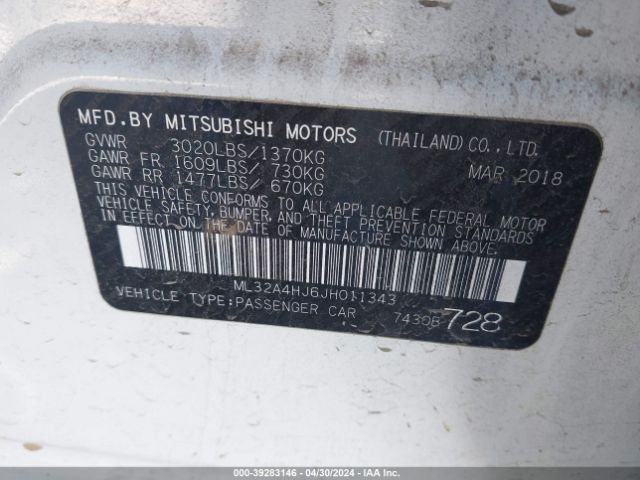 Photo 8 VIN: ML32A4HJ6JH011343 - MITSUBISHI MIRAGE 