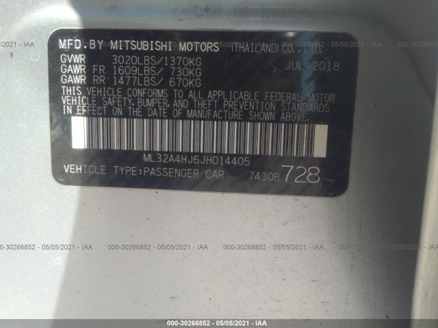 Photo 8 VIN: ML32A4HJ6JH014405 - MITSUBISHI MIRAGE 