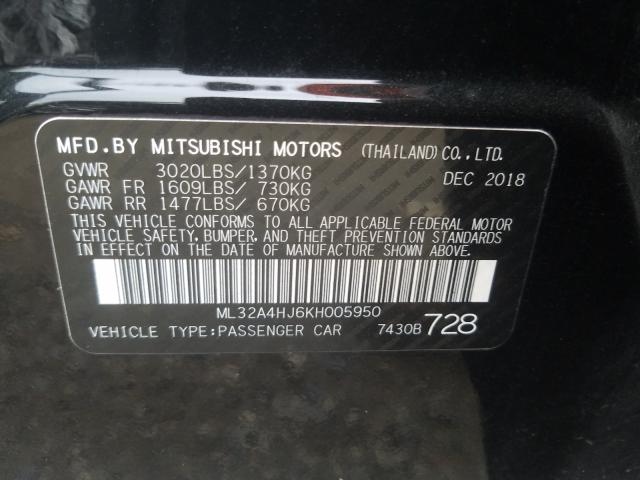 Photo 9 VIN: ML32A4HJ6KH005950 - MITSUBISHI MIRAGE SE 