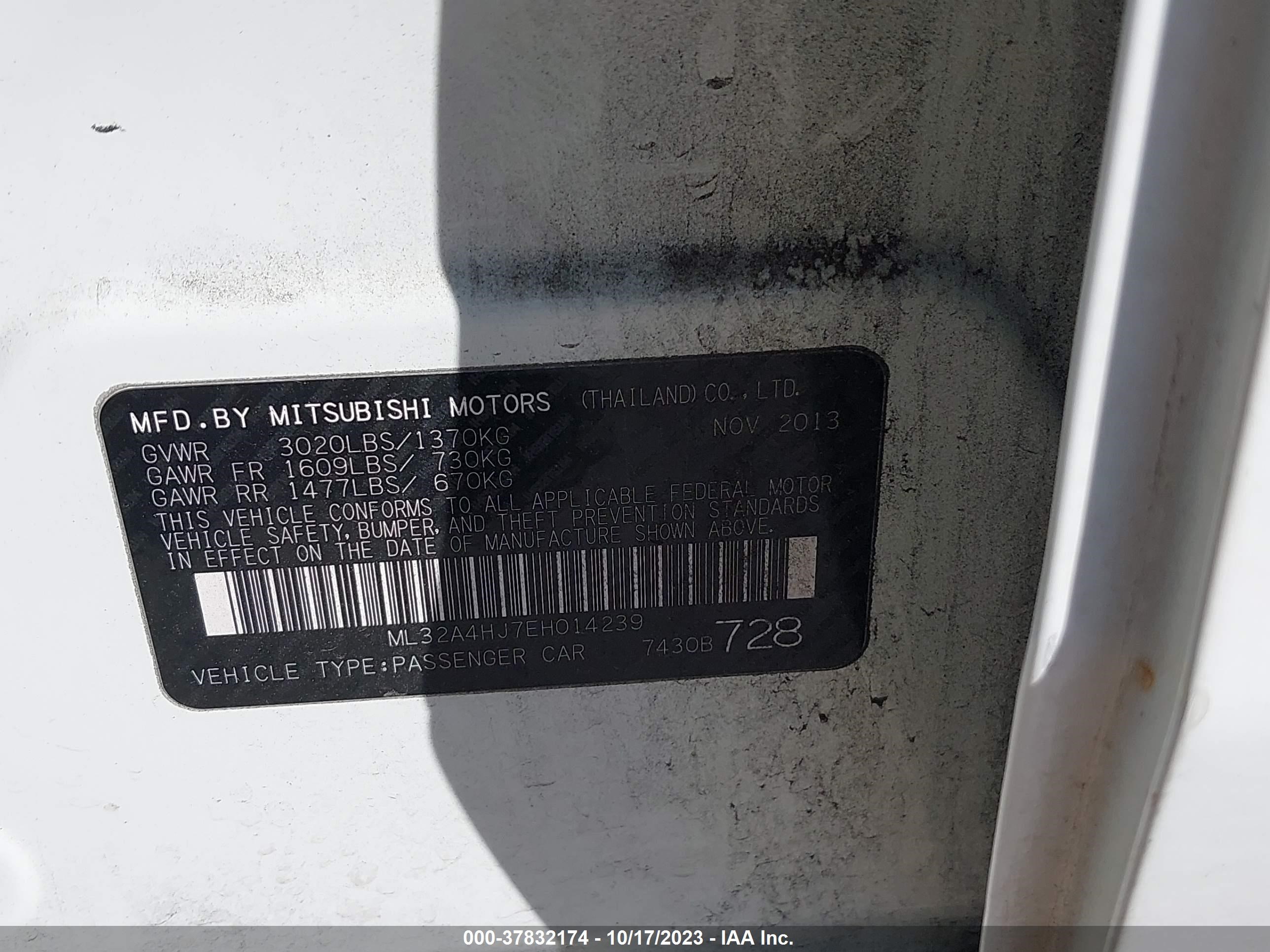 Photo 8 VIN: ML32A4HJ7EH014239 - MITSUBISHI MIRAGE 