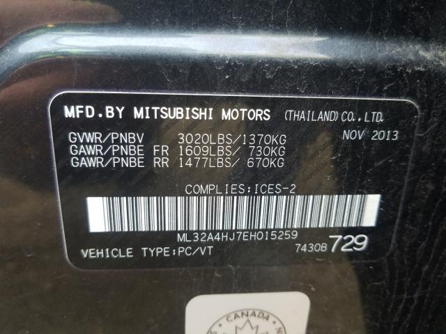 Photo 9 VIN: ML32A4HJ7EH015259 - MITSUBISHI MIRAGE ES 