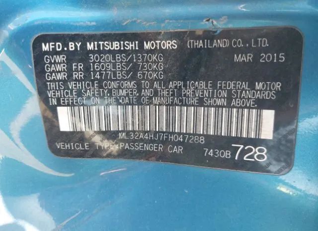 Photo 8 VIN: ML32A4HJ7FH047288 - MITSUBISHI MIRAGE 