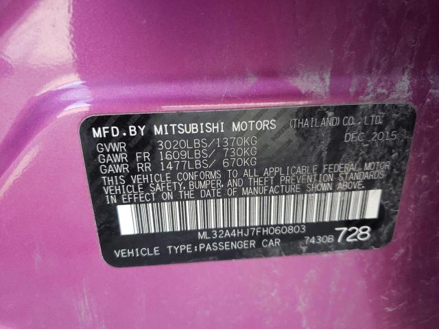 Photo 9 VIN: ML32A4HJ7FH060803 - MITSUBISHI MIRAGE ES 