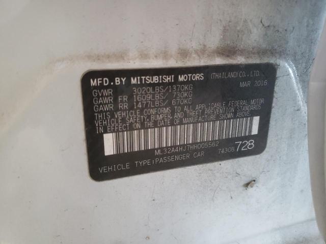 Photo 9 VIN: ML32A4HJ7HH005562 - MITSUBISHI MIRAGE SE 