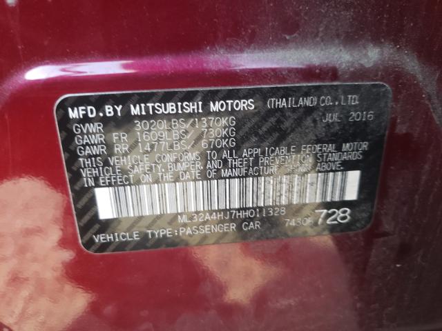 Photo 9 VIN: ML32A4HJ7HH011328 - MITSUBISHI MIRAGE SE 