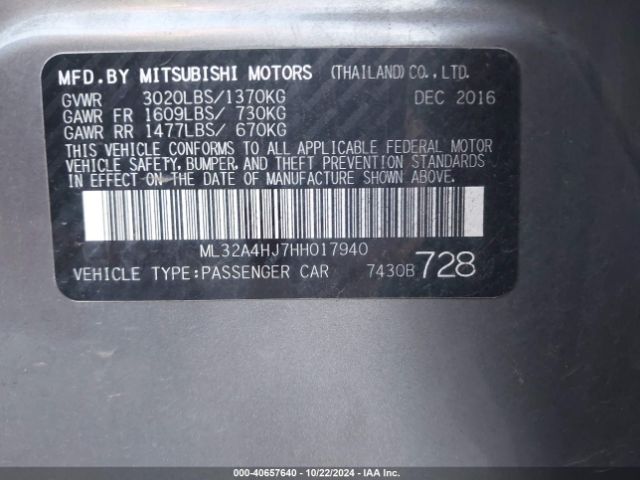 Photo 8 VIN: ML32A4HJ7HH017940 - MITSUBISHI MIRAGE 