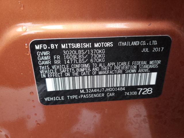 Photo 9 VIN: ML32A4HJ7JH001484 - MITSUBISHI MIRAGE SE 