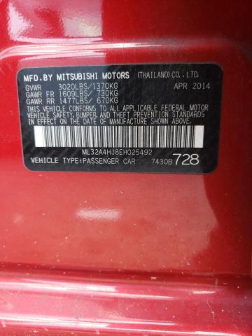 Photo 11 VIN: ML32A4HJ8EH025492 - MITSUBISHI MIRAGE ES 