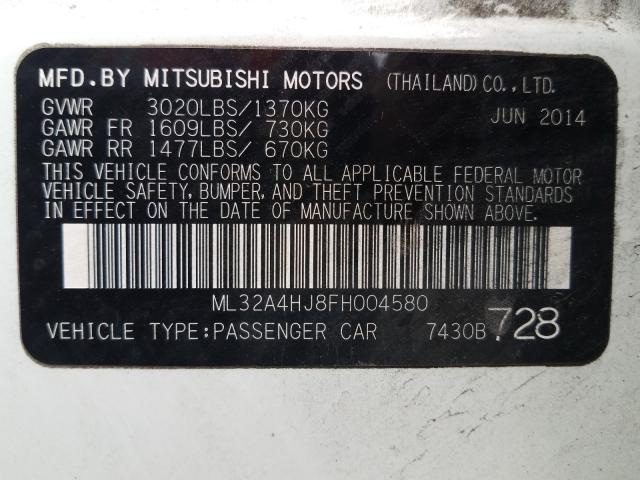 Photo 9 VIN: ML32A4HJ8FH004580 - MITSUBISHI MIRAGE ES 