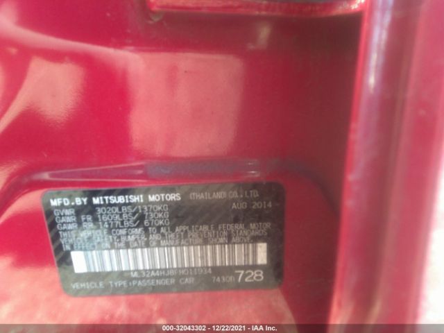 Photo 8 VIN: ML32A4HJ8FH011934 - MITSUBISHI MIRAGE 