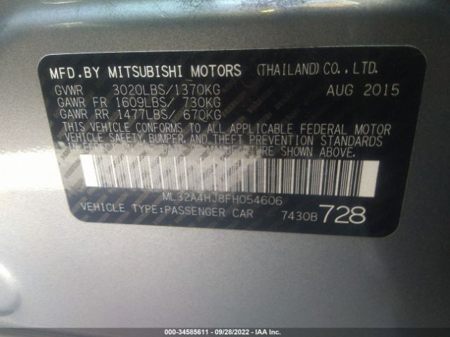 Photo 8 VIN: ML32A4HJ8FH054606 - MITSUBISHI MIRAGE 