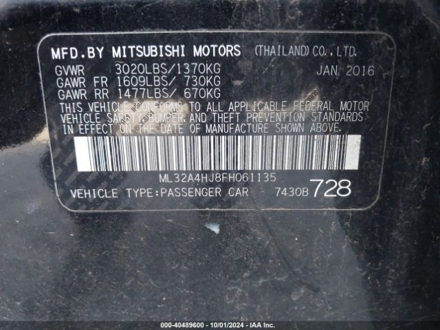 Photo 8 VIN: ML32A4HJ8FH061135 - MITSUBISHI MIRAGE 