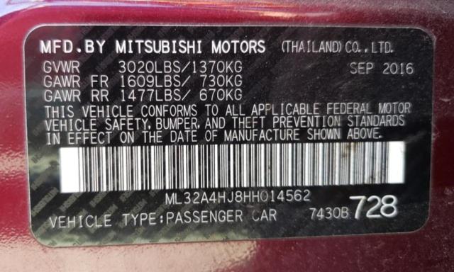 Photo 9 VIN: ML32A4HJ8HH014562 - MITSUBISHI MIRAGE 