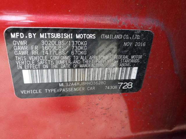 Photo 11 VIN: ML32A4HJ8HH016280 - MITSUBISHI MIRAGE SE 