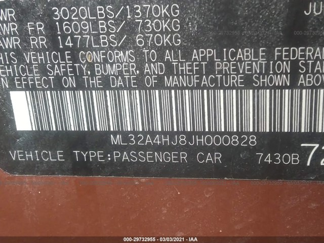 Photo 8 VIN: ML32A4HJ8JH000828 - MITSUBISHI MIRAGE 