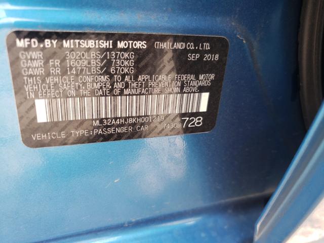 Photo 9 VIN: ML32A4HJ8KH001219 - MITSUBISHI MIRAGE SE 