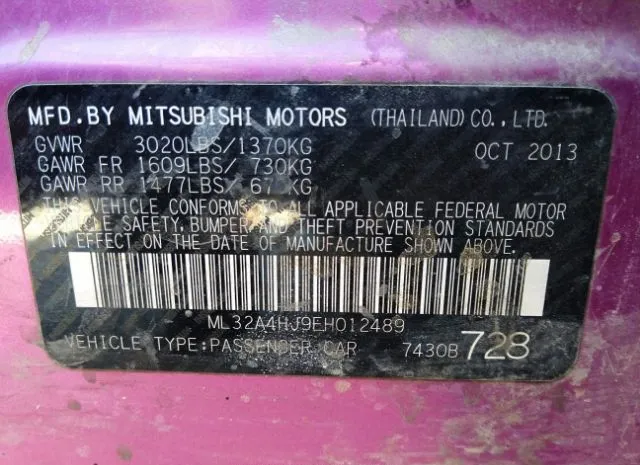 Photo 8 VIN: ML32A4HJ9EH012489 - MITSUBISHI MIRAGE 