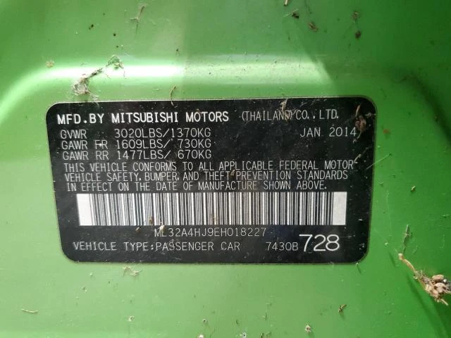 Photo 11 VIN: ML32A4HJ9EH018227 - MITSUBISHI MIRAGE ES 