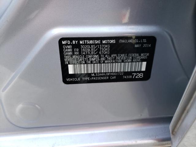 Photo 9 VIN: ML32A4HJ9FH001722 - MITSUBISHI MIRAGE ES 