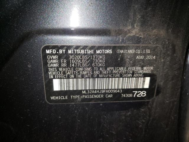 Photo 9 VIN: ML32A4HJ9FH009643 - MITSUBISHI MIRAGE ES 