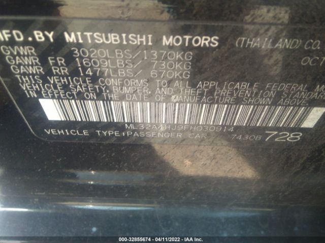 Photo 8 VIN: ML32A4HJ9FH030914 - MITSUBISHI MIRAGE 